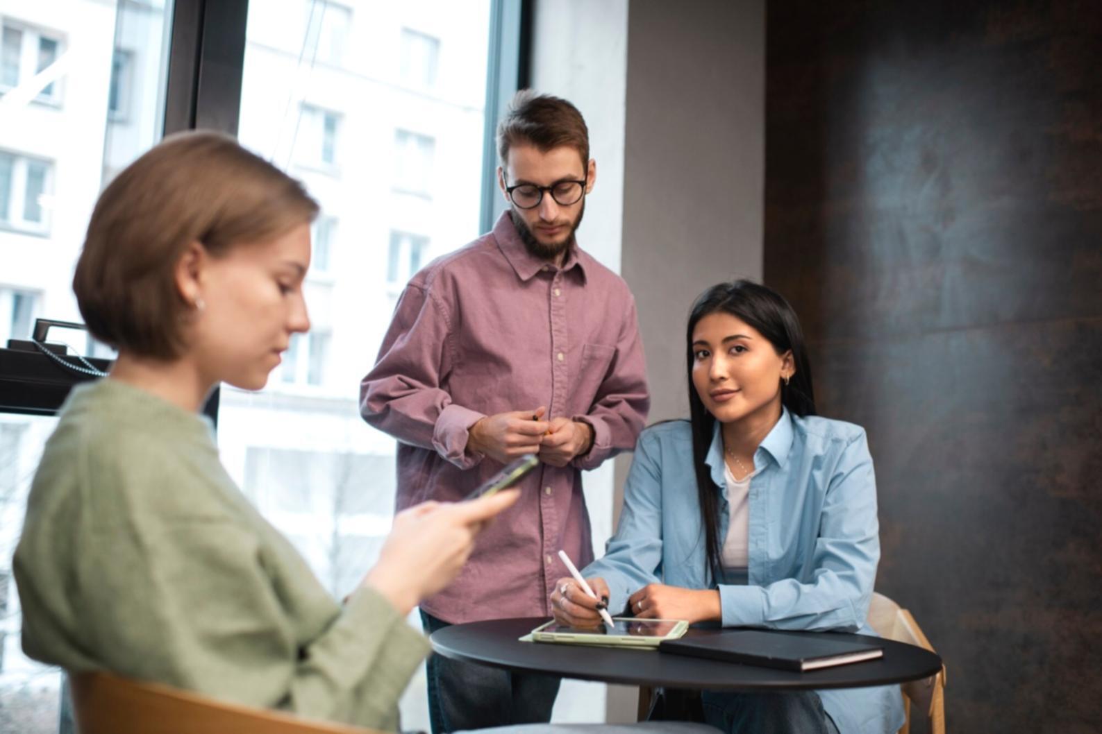 Global team collaborating on educational content